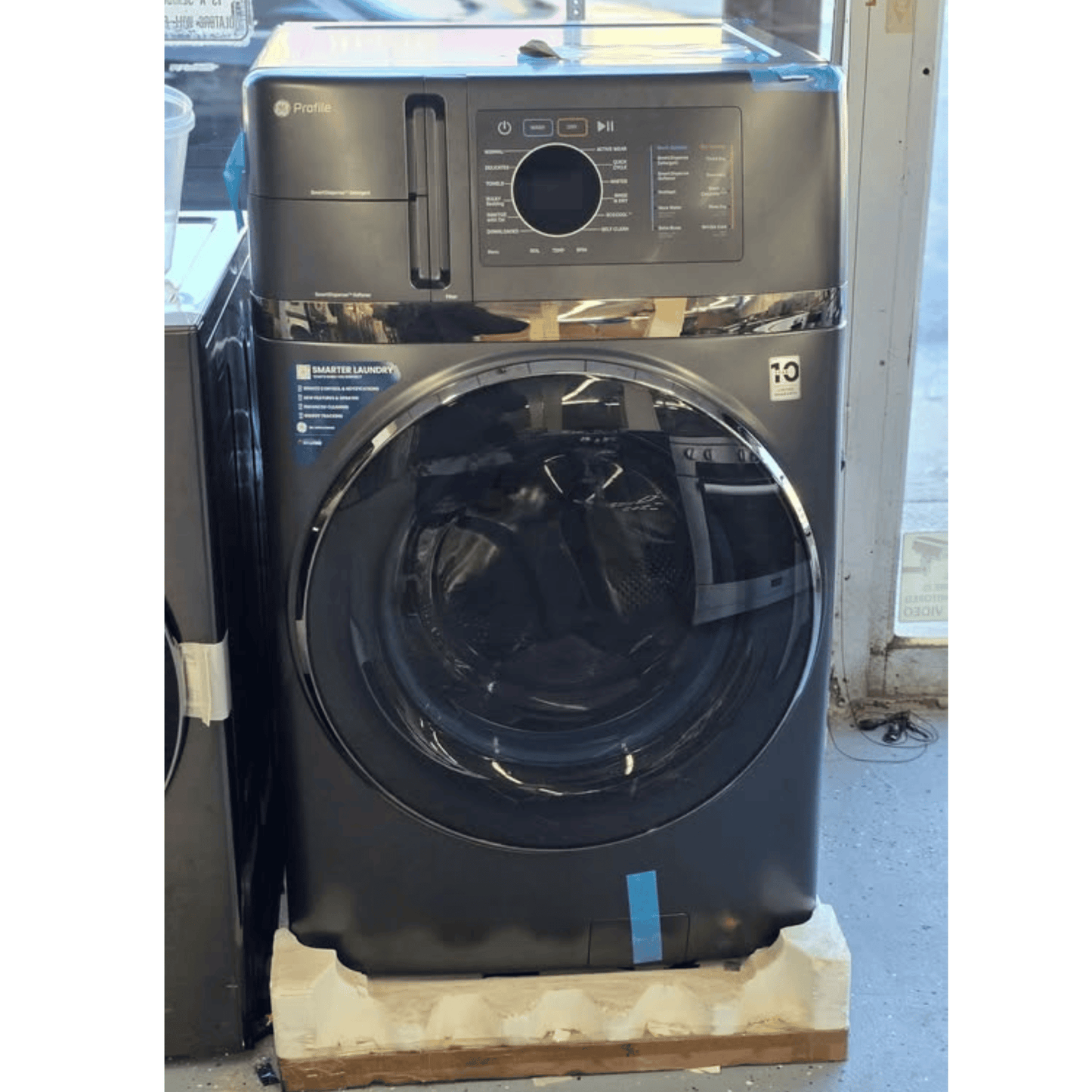 GE Profile all-in-one laundry combo control panel close-up