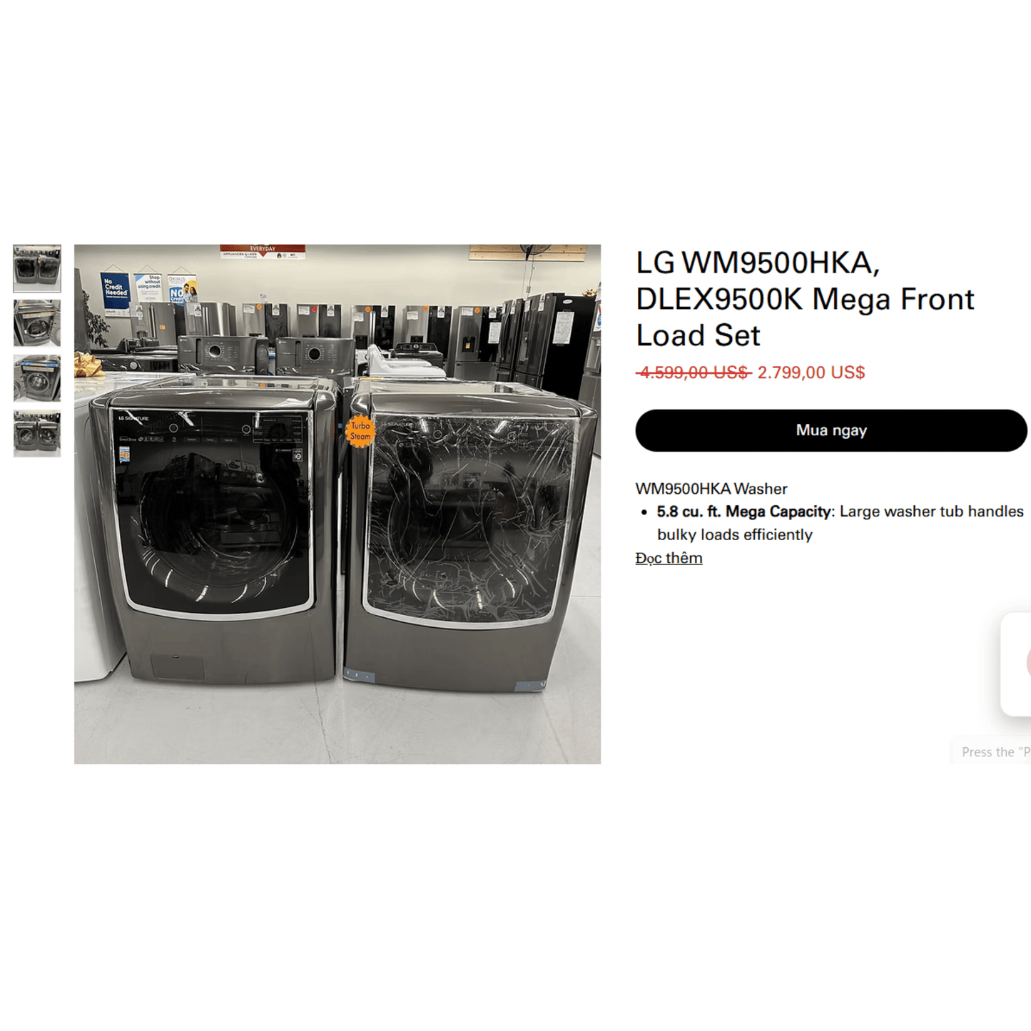LG Signature front load washer and dryer set side by side, wrapped in protective film