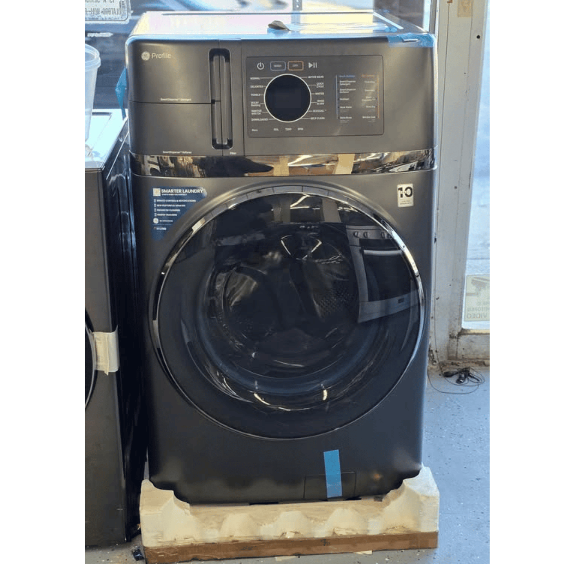  GE Profile all-in-one laundry combo control panel close-up