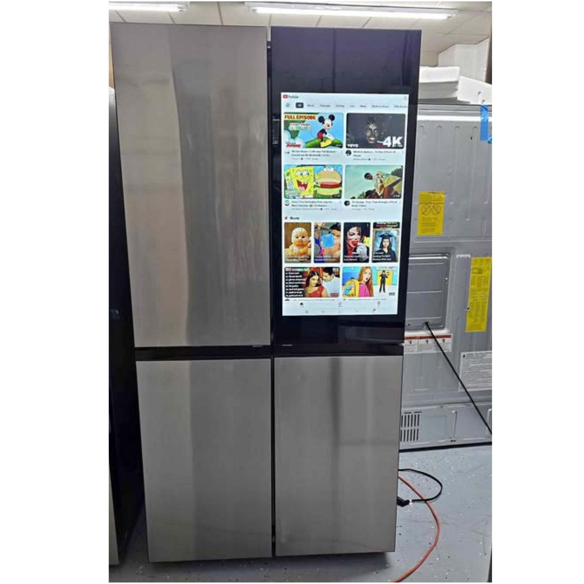 Samsung Bespoke 4-Door Flex Refrigerator with 32 inch Family Hub touchscreen and stainless steel finish